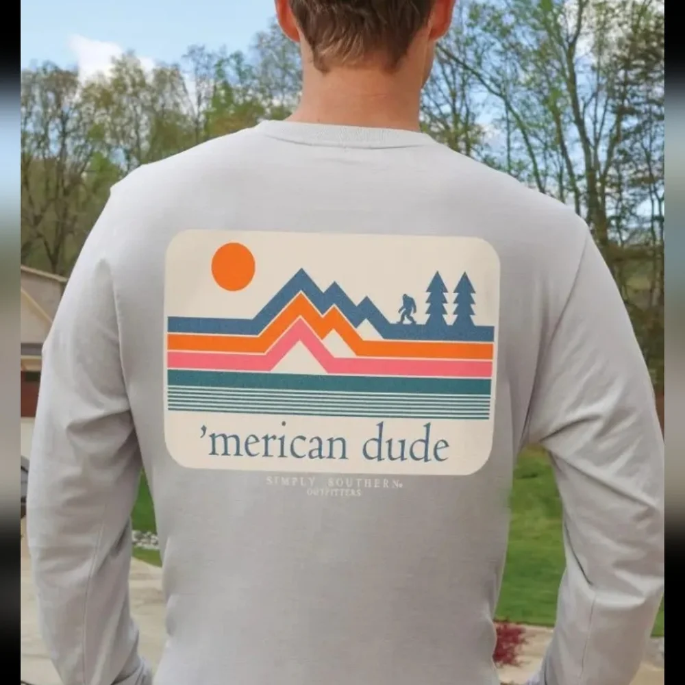 SIMPLY SOUTHERN | 'Merican Dude Long Sleeved Shirt | Size Large| NWT